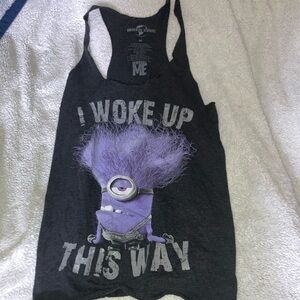 Black Tank Top with Purple Minion Graphic